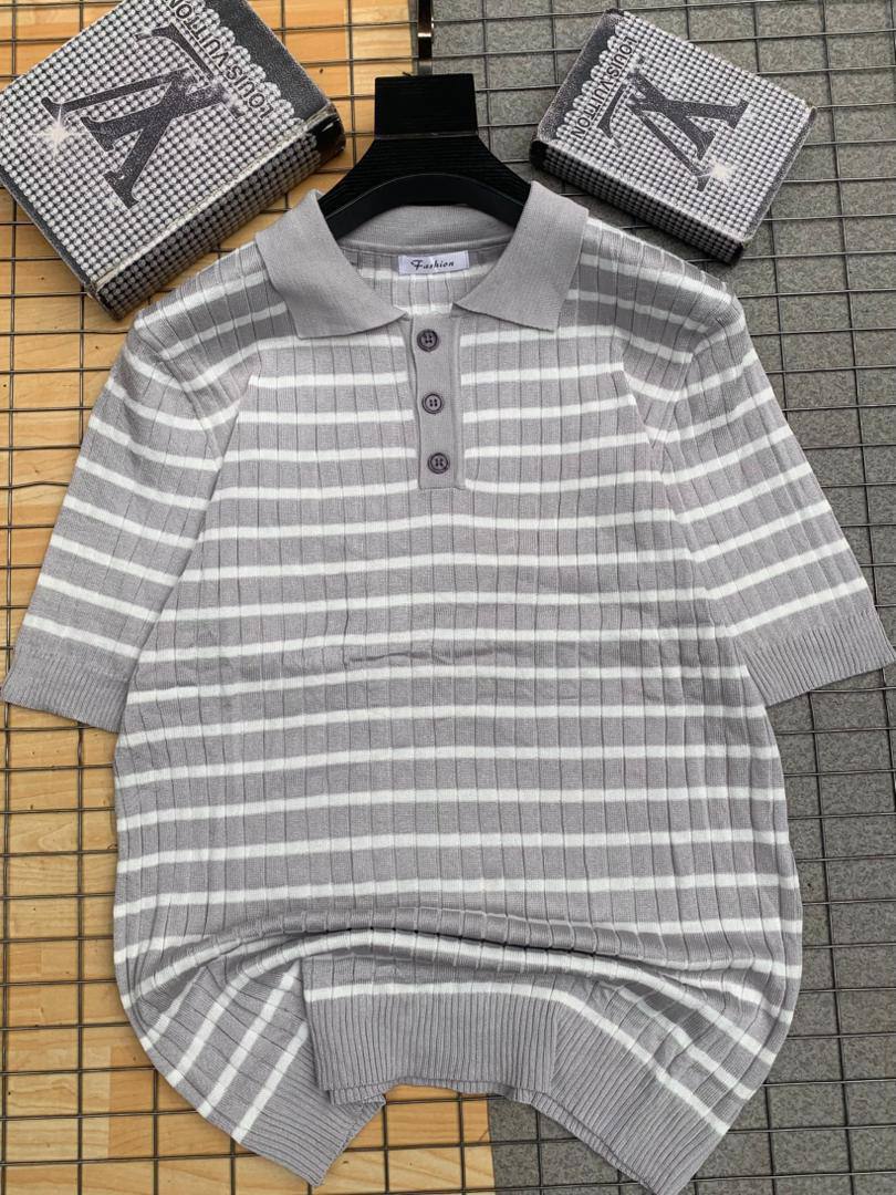 Knitted Button-Up Polo Shirt