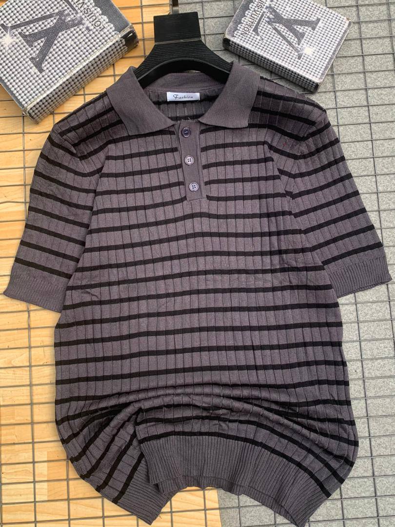 Knitted Button-Up Polo Shirt