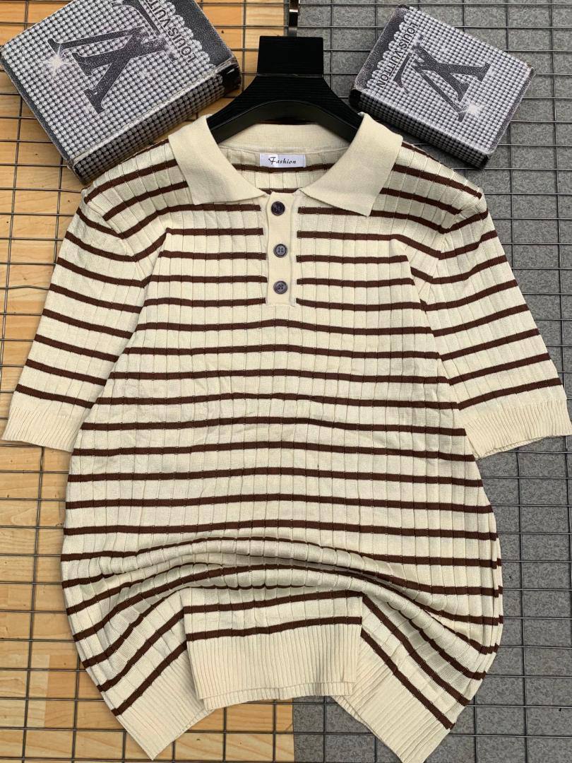 Knitted Button-Up Polo Shirt