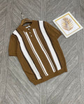 Bold Stripe Knit Button Polo Shirt