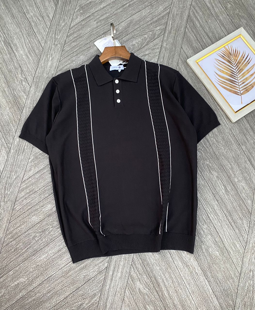 Bold Stripe Knit Button Polo Shirt