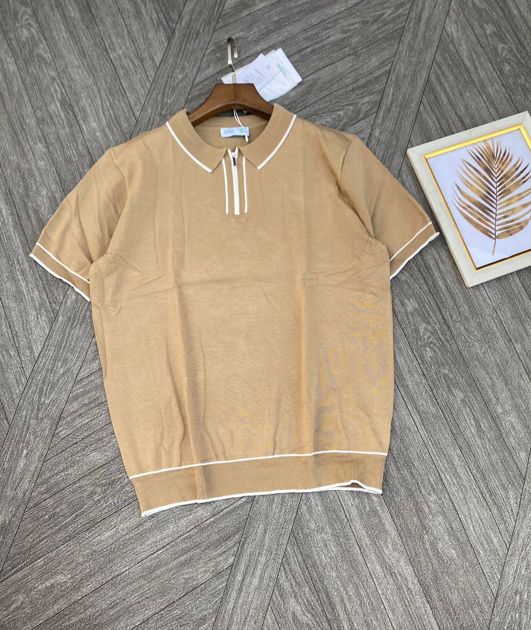 Solid Knit Zip Polo T-Shirt