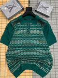 Artisan Geo-Mesh Zip Polo