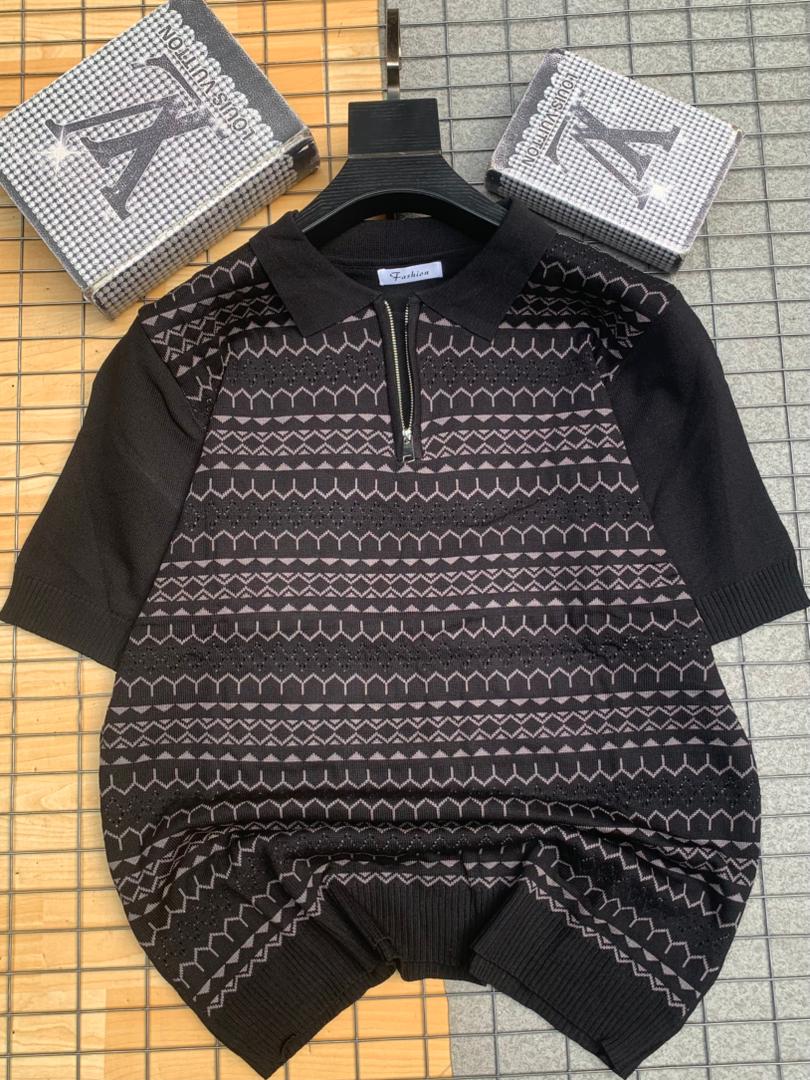 Artisan Geo-Mesh Zip Polo