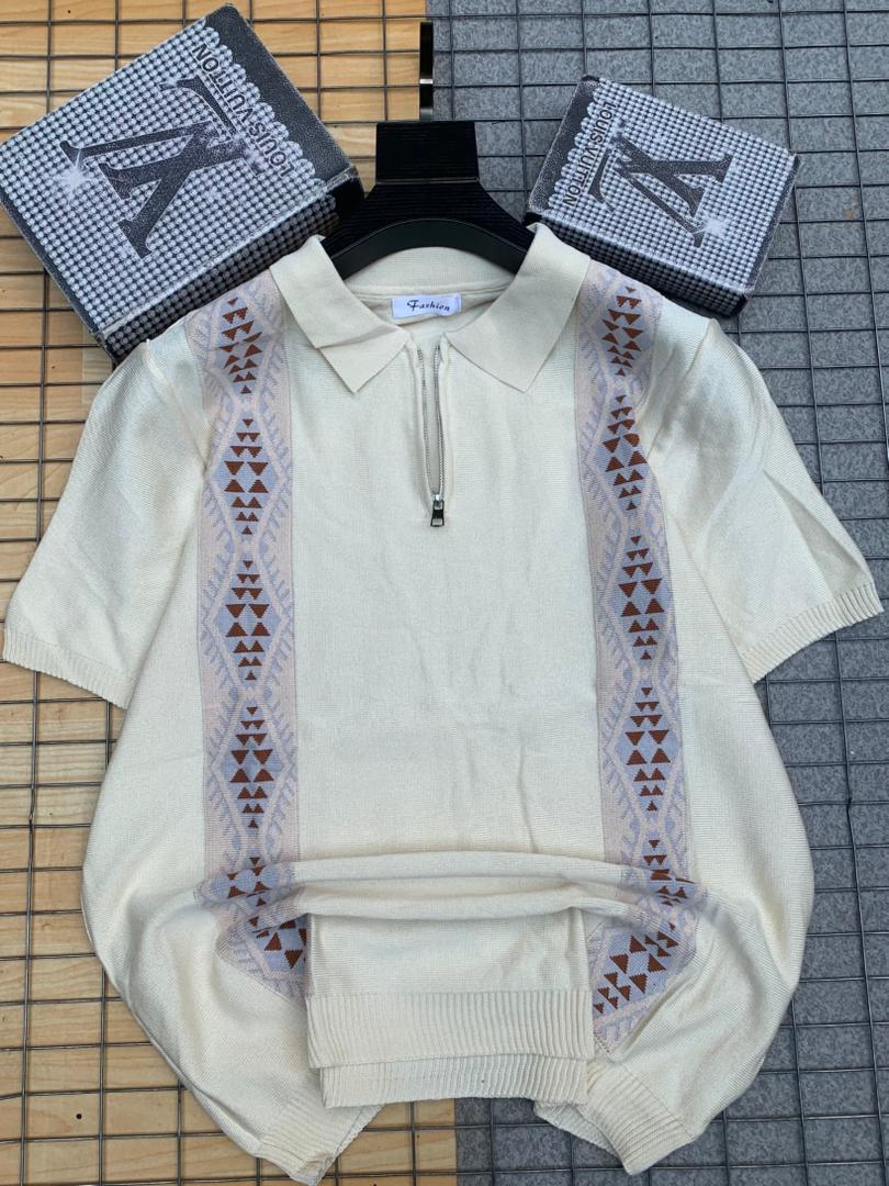 Artisan Geo-Mesh Zip Polo