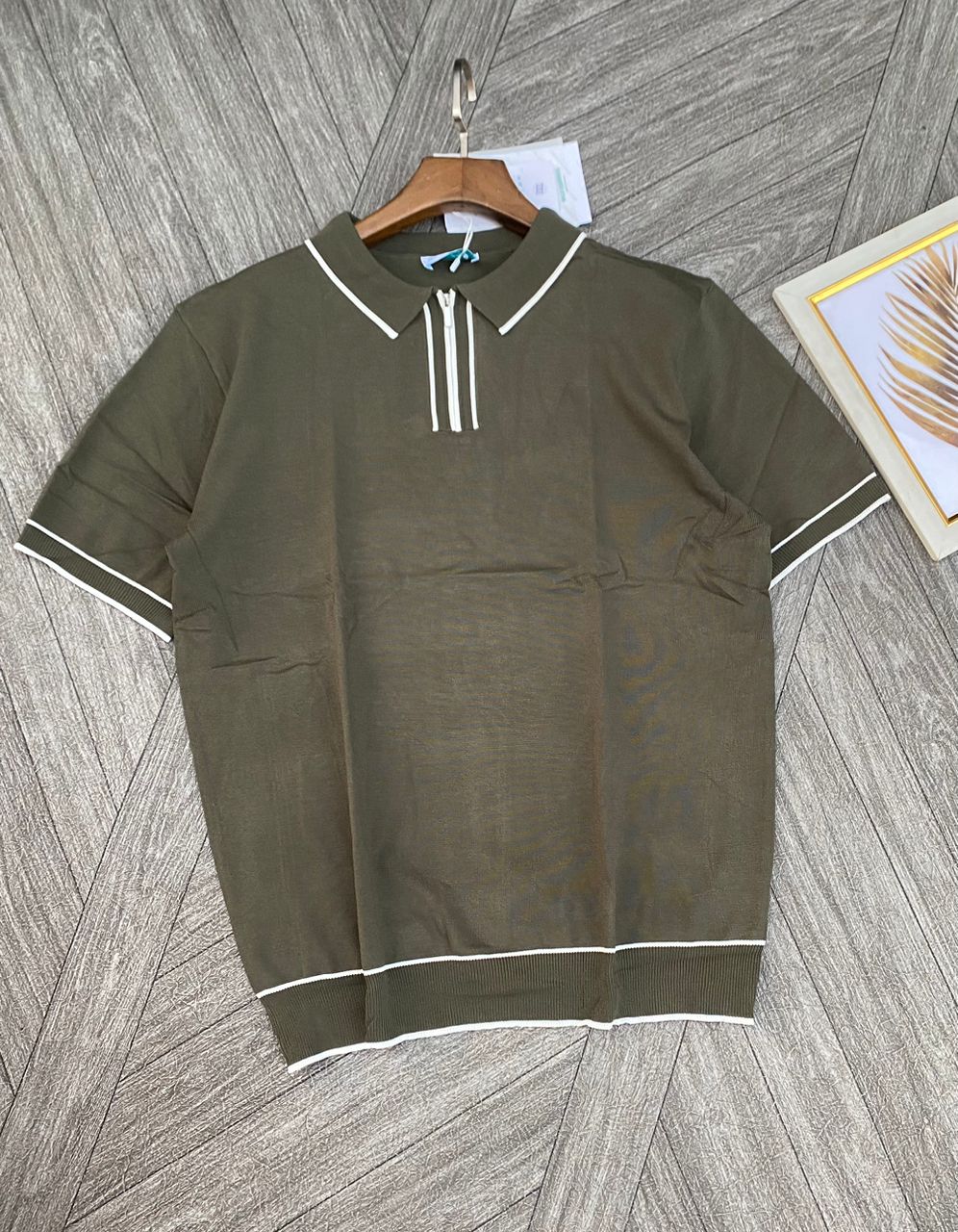 Solid Knit Zip Polo T-Shirt