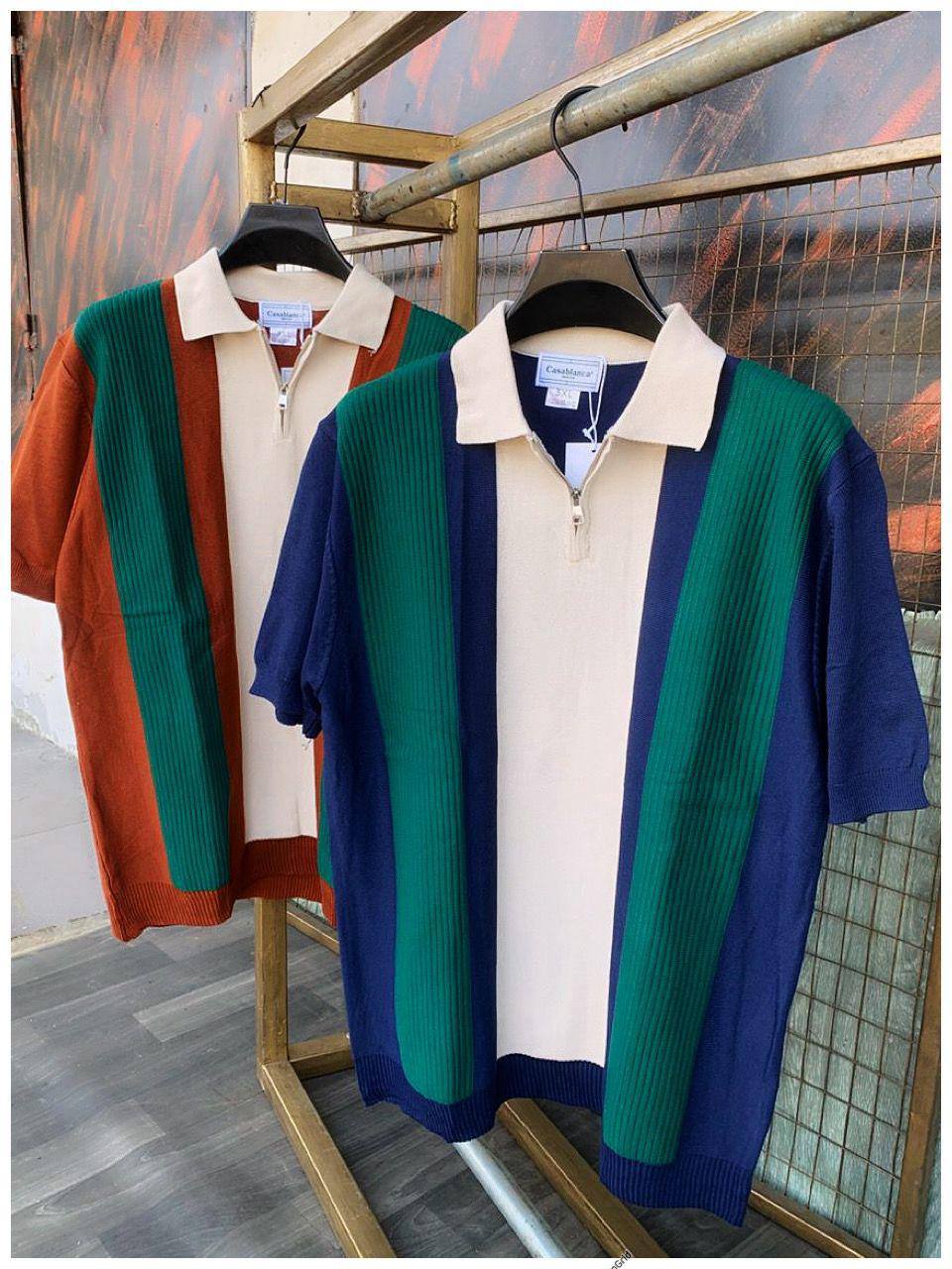 Knitted Zip-Up Polo T-Shirt